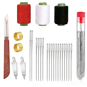 34 Pcs Big Eye Sewing Needles Set Long Hand Sewing Needles Large Eye Needles for Threading Quilting Embroidery Repair DIY Craft Needle Kit Stainless Steel Sewing