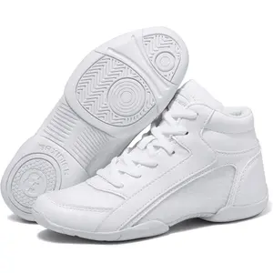 Girls White High Top Cheerleading Shoes Lightweight Youth Cheer Sneakers Hip Hop Training Dance Tennis Shoes