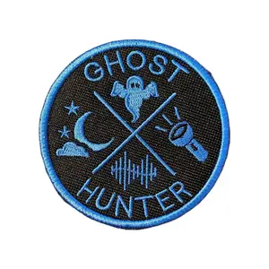 Embroidered Patch Applique, Ghost Hunter Certified Paranormal Cryptid Design, Iron-On/Hook Backing/Sew-On Option, Ghost Hunting Investigator Gear (Color Selectable)