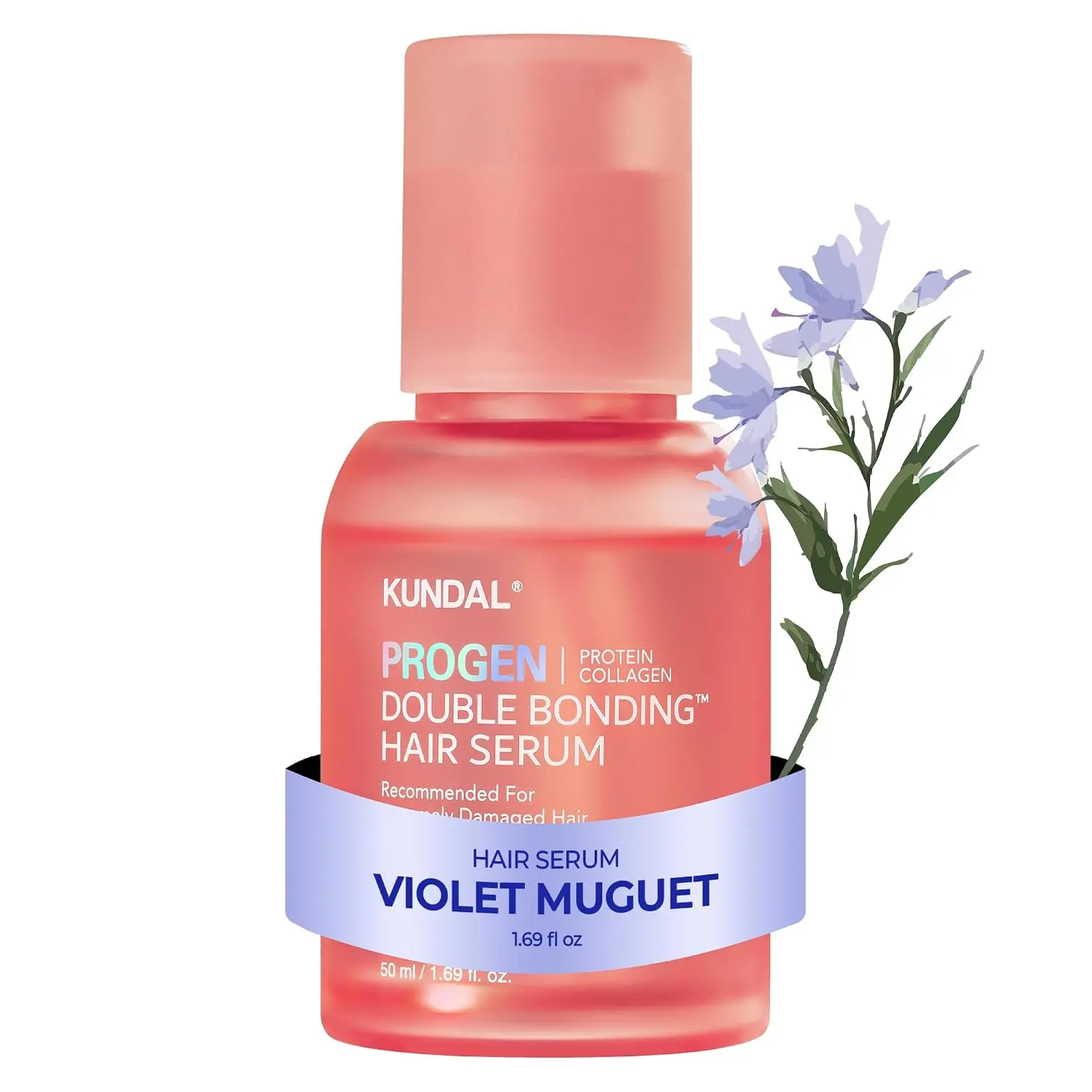 KUNDAL Protein Collagen Double Bonding Hair Serum, Violet Muguet, 1.69 Fl Oz - Korean Beauty Heat Protection, Non-Greasy Finish, Infused with Protein & Amino Acids to Repair Structure and Split Ends