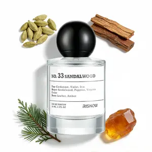 RISNOW No. 33 SANDALWOOD | 50ml Portable Perfume | Perfume for Men and Women | Cardamom, Violet, Iris, Sandalwood, Leather, Amber | Woody Unisex Scent Long Lasting Fragrances Fragrance Warmth
