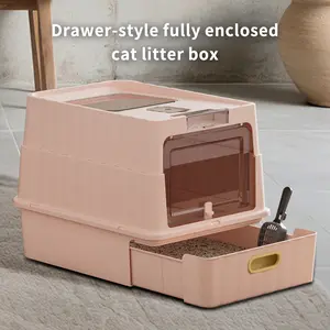 Double-Door Drawer Cat Litter Box – Fully Enclosed Cat Toilet with Dual Ventilation System