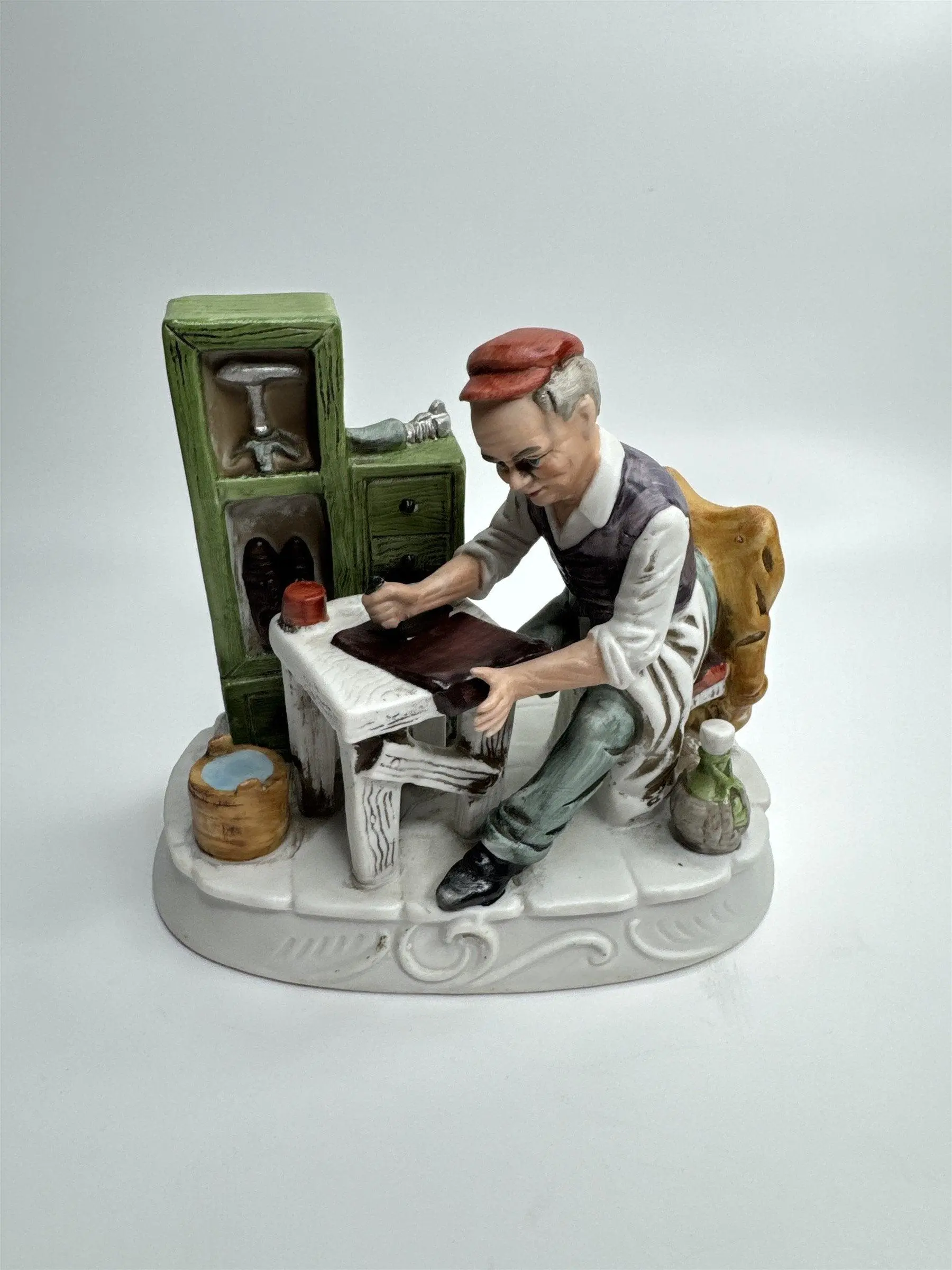 Vintage JAPAN Cobbler Shoe Repair Man Tanner Leatherworker Ceramic Figurine EUC