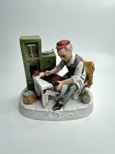 Vintage JAPAN Cobbler Shoe Repair Man Tanner Leatherworker Ceramic Figurine EUC