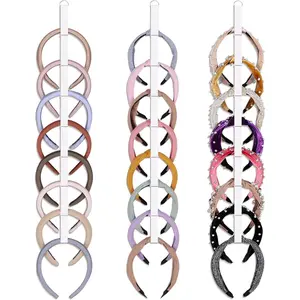 3 PCS Headband Holder Organizer for Girls, Hanging Hairband Storage for Women, White Hair Hoop Display Hair Accessories Organizer for Bedroom College Dorm Decor