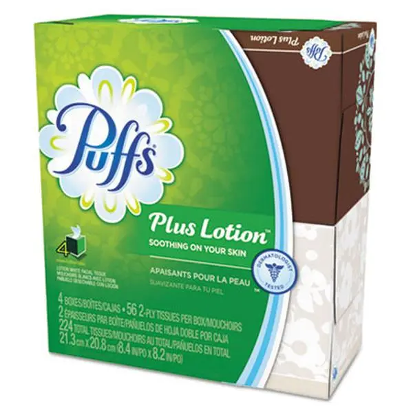 Tide 34899CT Fluffy Moisturizing 1-Ply Plus Lotion White Facial Tissue Sheets - 8.2x8.4 in, 56 per box, Cold and Flu Skin Care Home Supplies Tissue Supply