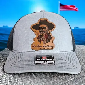 Doc Holliday I’m Your Huckleberry Skull Cowboy Trucker Hat, Tombstone Inspired Western Cap, Vintage Leather Patch Hat, Richardson 112 Old West Style