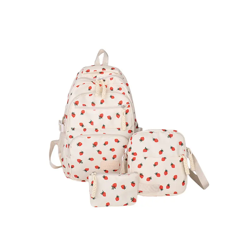 2026 New Waterproof Cherry Backpack Cute Kawaii Backpack Set Shoulder Bag Cute Backpack