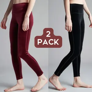 2Pack Kalon Velvet Leggings Skinny Fit Mid Rise