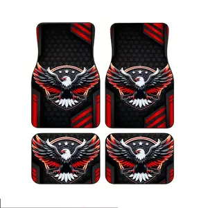 4pcs Universal Car Floor Mats, Car Mat Set, Eagle Print Thick Design, Fits Most Cars, Tesla Mdy, Suvs, Elegant Interior Decor, Halloween Christmas Gift