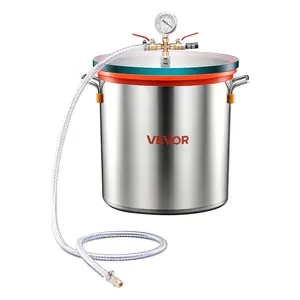 VEVOR 9 Gallon Vacuum Chamber, Stainless Steel, Vacuum Degassing Chamber with Tempered Glass Lid, Hose, Air Filter, for Resin Casting, Stabilizing Wood, Degassing Silicone, Epoxies, Essential Oils fathersdaygift