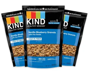 KIND HEALTHY GRAINS Granola, Healthy Snack, Vanilla Blueberry Granola with Flax Seeds, Snack Mix, 3 Count, 33 OZ Total