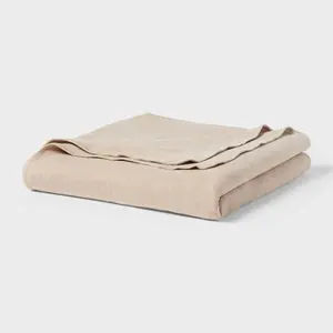Twin/Twin XL Brushed Cotton Blanket Solid Khaki - Threshold