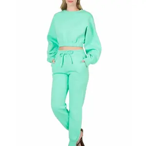 Green Mint Cropped Jogger Set 2  piece  sets  women