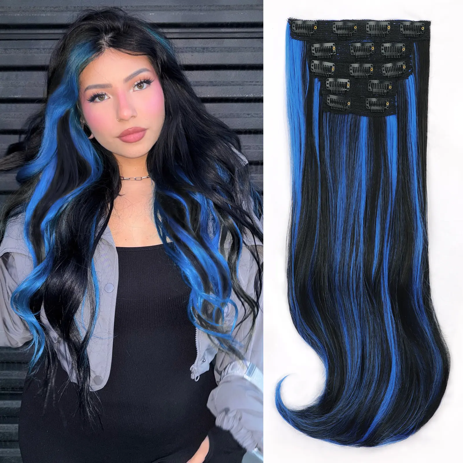 Black Mix Blue Highlights