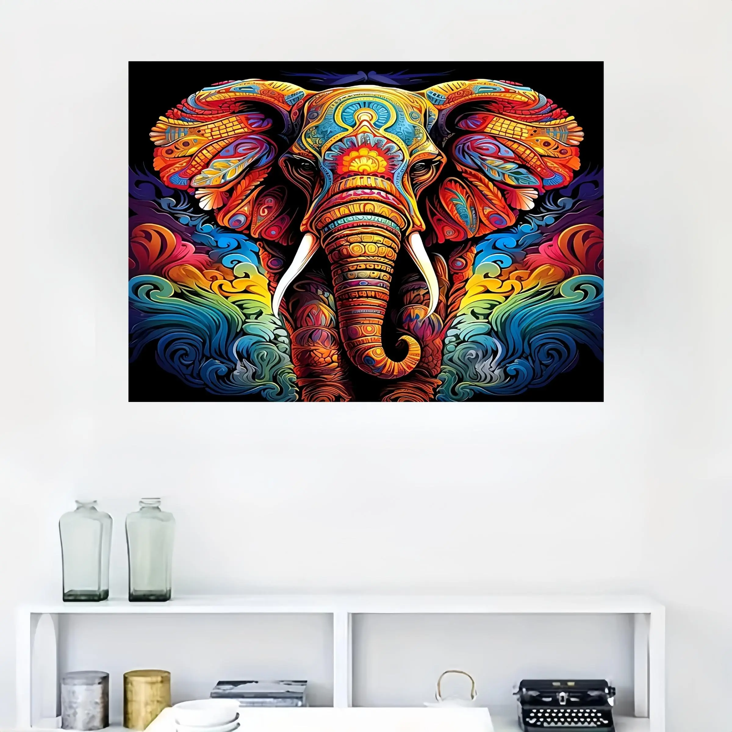Elephant Pattern Paper Jigsaw Puzzle, Large Interactive Family Game, DIY Home Decoration for Adults and Brain Challenge