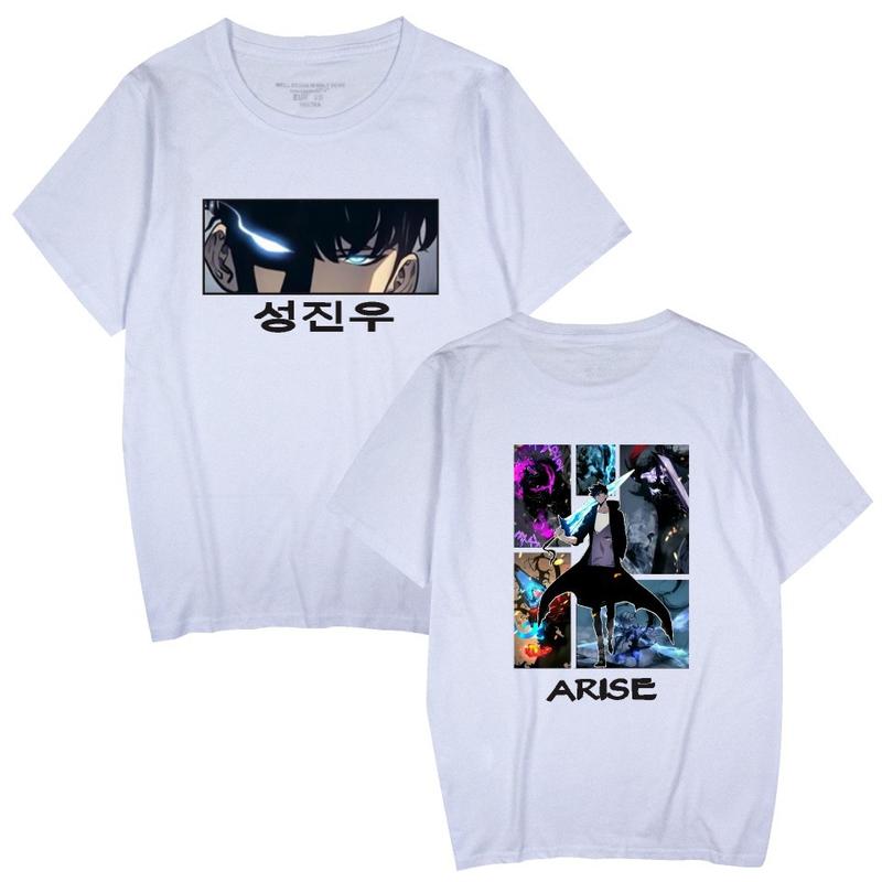 Sung Jin-Woo “Arise” T-Shirt – Solo Leveling Anime Tee | Front Intense Eye Close-Up with Korean Name, Back Shadow Army Power-Up Panel | Black Unisex Shirt | Sizes S–5XL