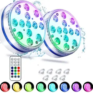 Submersible LED Pool Light with RF Remote, 13 Bright LEDs, 16 Color Modes, Waterproof Battery-Powered Light for Pools, Ponds & Decor