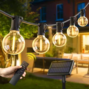 Quntis 56FT/106FT Solar Powered Outdoor String Lights Waterproof Shatterproof LED Bulbs with Remote Control 4 Lighting Modes for Garden Home Backyard Balcony Bistro Decorative Lighting Christmas Decor