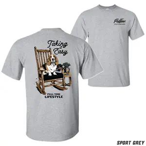 Pull Time Outdoors Basset Hound T-Shirt – Taking It Easy Dog Graphic Tee, Vintage Southern Lifestyle Apparel, Relaxed Country Dog Lover Shirt for Men and Women