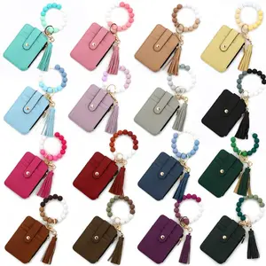 Boho Style Beaded & Tassel Decor Keychain, Fashionable Silicone Beaded Keychain for Women & Girls, Trendy All-match Keychain for Birthday Gift