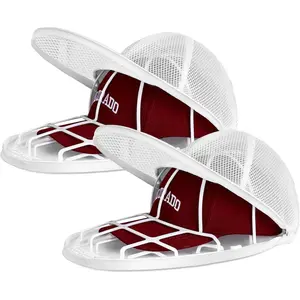 Hat Washer Cage, Baseball Cap Cleaner With Protector Frame and Mesh Bag for Washing Machine and Dishwasher, Flat & Curved Hats, 2 Pack