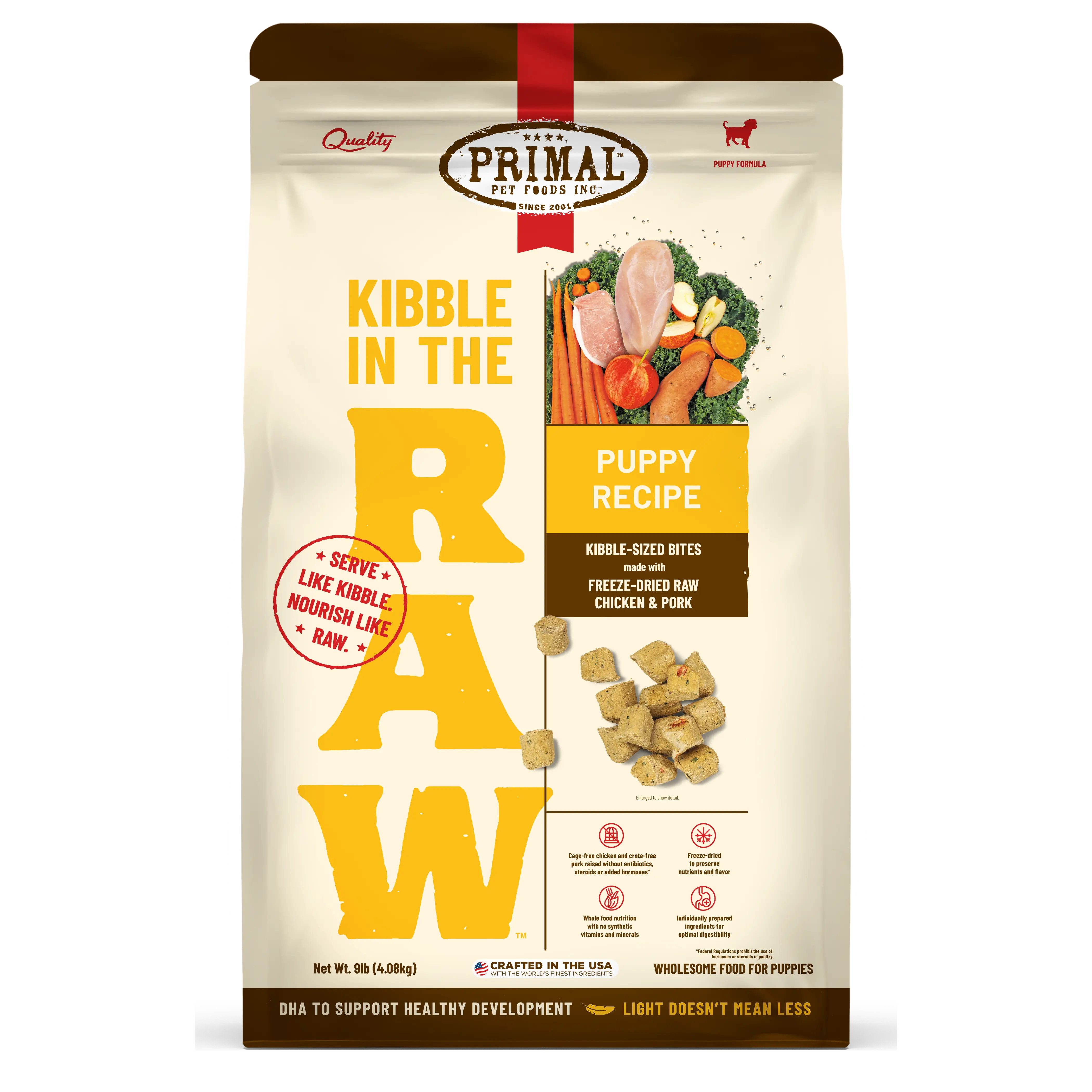 Kibble in the Raw Dog Food - Puppy Recipe