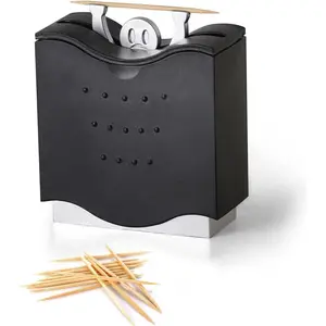 Cute Toothpick Dispenser ABS Decorative Plastic Toothpick Holder (Black)