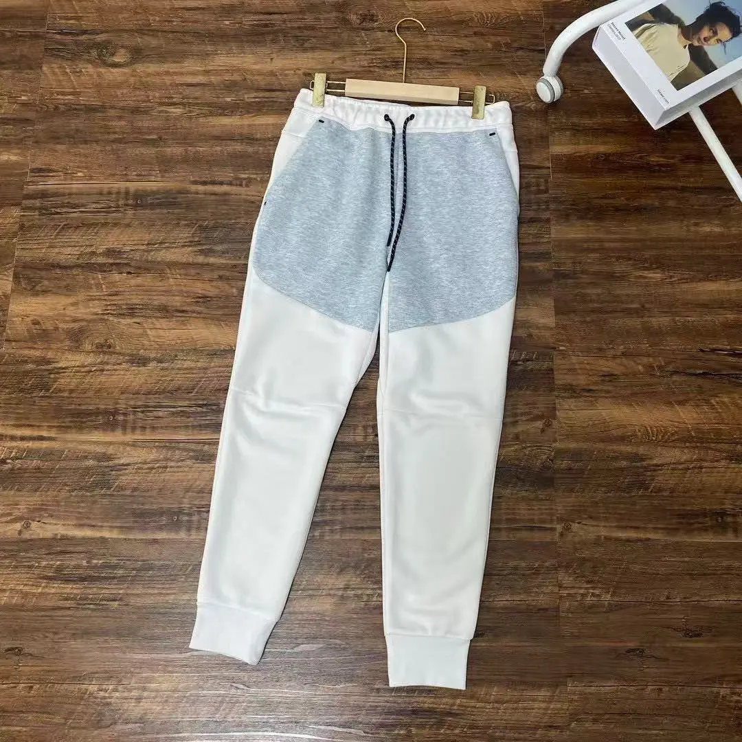 Grey patchwork white pants