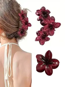 2pcs Elegant Flower Design Hair Claws, Stylish Hair Accessories for Women & Girls, Minimalist Headwear for Thick Hair, Flower Hair Clip, Hair Clip Set, Prom Mom Hair Clip
