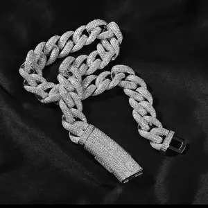 Iced out heavy Cuban link chain 22in with big lock