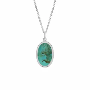 Alina Oval Bezel Pendant Necklace with Stone