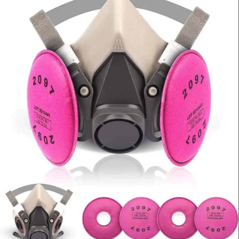Half Facepiece Reusable Respirator Protective Anti Dust Mask, Safety Gear, with 2097 filters Against Dust, Particle, Pollen, Lead Paint & Asbestos,Widely Used in Painting, Cement plant