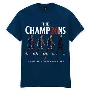 PSG Champions 2026 Soccer Fan Graphic T-Shirt, Unisex Cotton Tee, Fan Gift