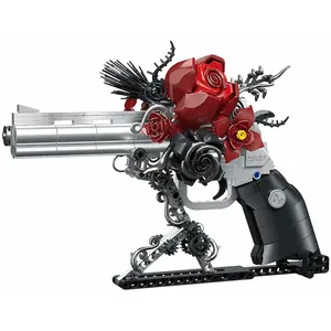 Gothic Rose Revolver Building Set, Adjustable Cylinder/toggle, Detailed Design, Party Toy Collection Decoration, Block Assembly Kit, Assembly Building Blocks