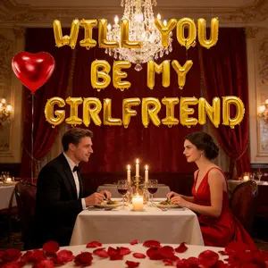 Romantic Proposal Balloon Set, Will You Be My Girlfriend Rose Balloon, Valentine's Day Engagement Gift, Perfect Romantic Gesture