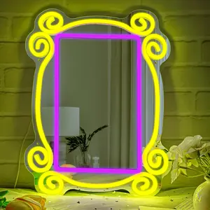 Personalized Magic Mirror Light, Adjustable Neon Lamp Makeup Mirror, USB Powered Acrylic Wall Mirror, Mirror with Lights, Perfect Gift for Women