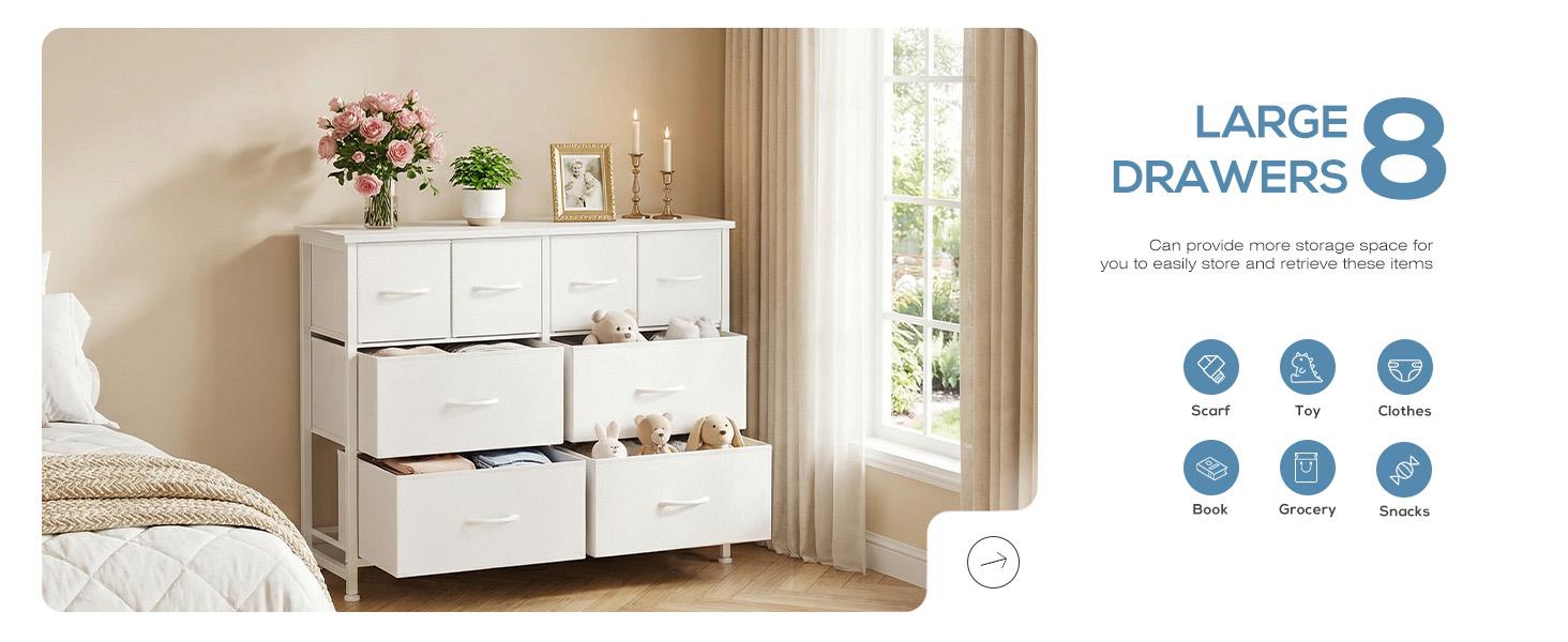TV Stand, Dresser with 8 Fabric Drawers, Spacious Storage Tower for Closet, TV Stand with Wood Top and Mental Frame, Storage Unit for Living Rooms, Bedroom and Entryway TV Stand, Dresser with 8 Fabric Drawers, Spacious Storage Tower for Closet, TV Stand with Wood Top and Mental Frame, Storage Unit for Living Rooms, Bedroom and Entryway
