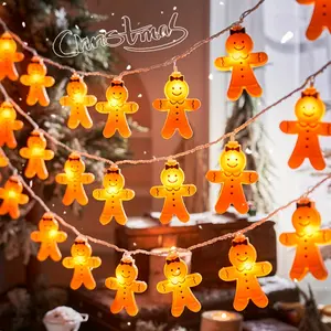LED Gingerbread for Man String Lights - Battery-Powered, Multi-Color Christmas Decoration for Yard & Bedroom