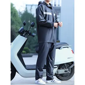 Men'S PVC Motorcycle Raincoat Set, And Hooded Sports Style