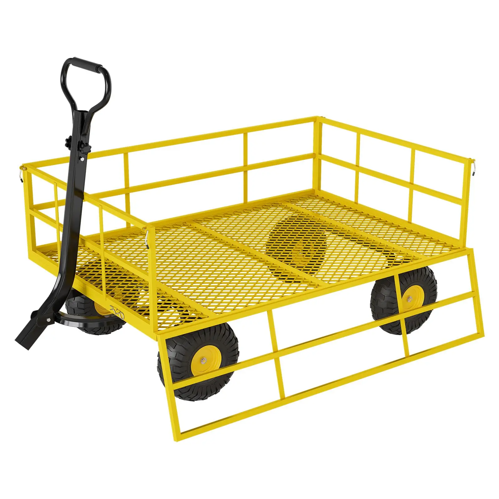 1200 LBS Heavy Duty 3 in 1 Pullable Steel Garden Wagon Cart with 13 Inch Wheels, Ideal for Transporting Gardening Soil, Tools and Plants