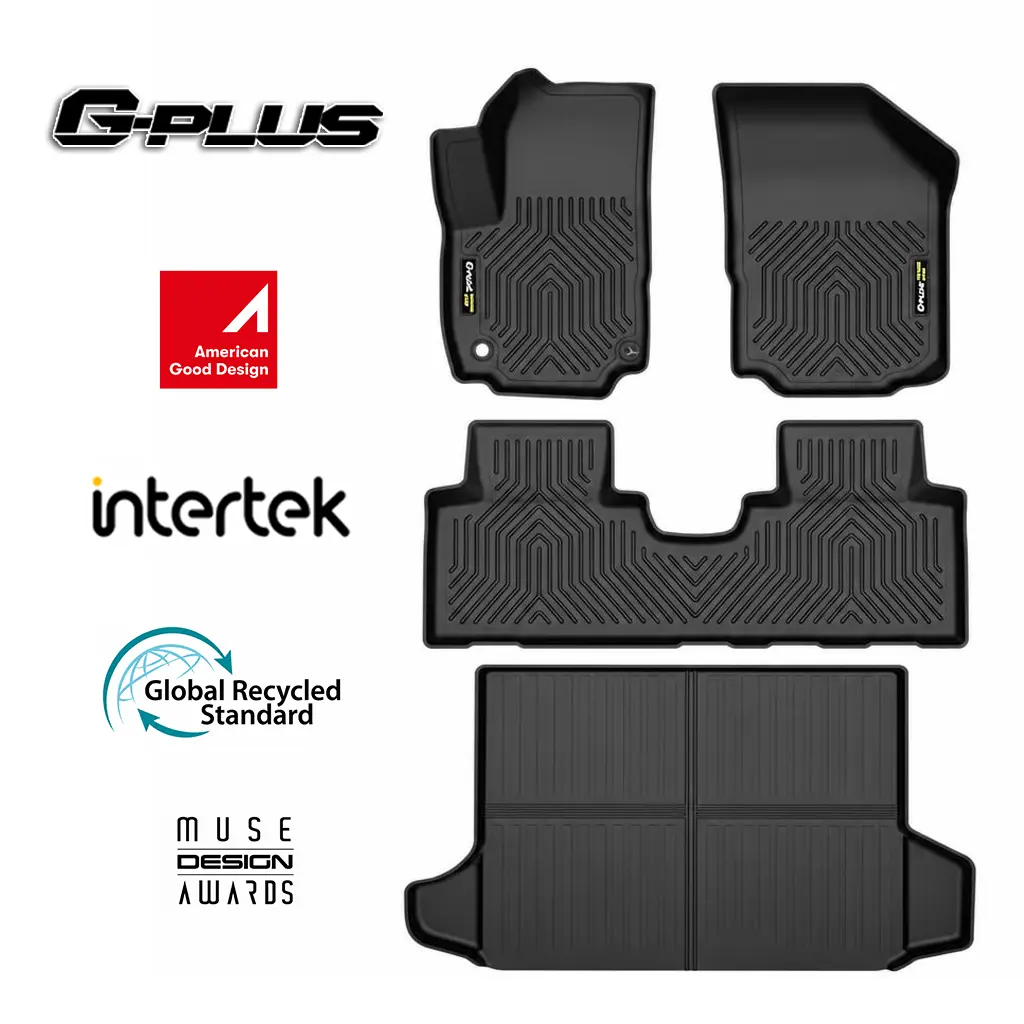 G-PLUS Pre-Cut Custom Fit TPE Floor Mats & Cargo Liner for Chevy Equinox 2018-2024, Vehicle-Specific, All-Weather, Waterproof Black 4-PCS Set (1st, 2nd & 3rd Rows)