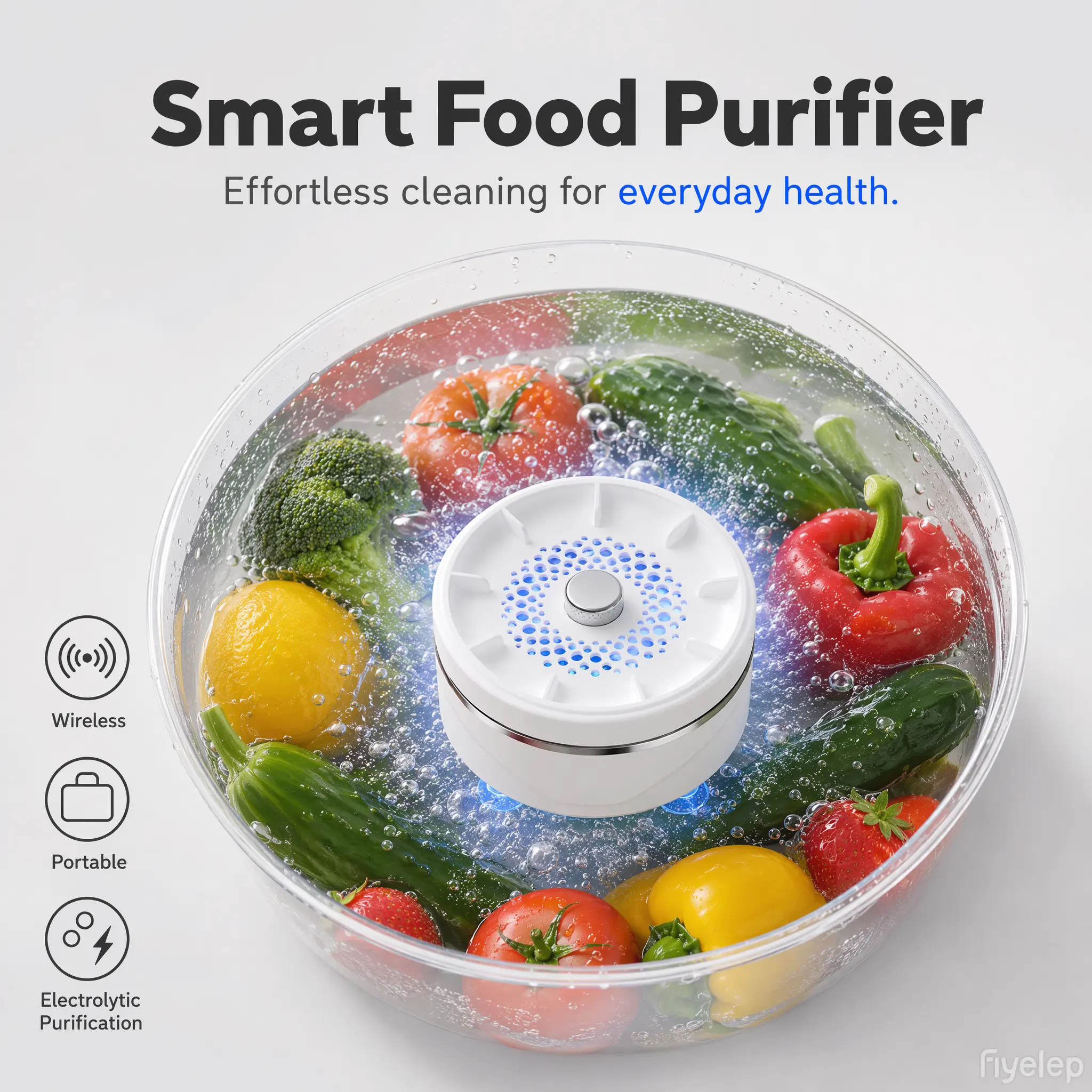 Premium Reusable Portable Fruit & Vegetable Cleaner - Smart Food Purifier Washer with 1-Touch Operation, Pesticide Residue & Odor Removal, Deep Cleaning for Fresh Produce, Compact Outdoor Travel Camping Kitchen Utensil for Healthy Living Aesthetic