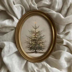 Vintage Style Christmas Tree Print: Rustic Fir Tree, Neutral Holiday Decor, Comfortable Stretch, Moves with You, Soft Fabric