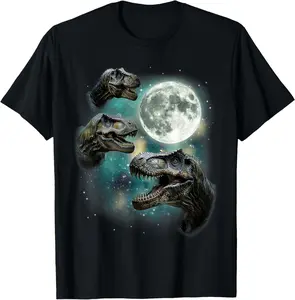 3 Tyrannosaurus Howling At Moon Prehistoric Dinosaurs Parody T-Shirt, Aesthetic Tee for Men & Women – Easy Style, All Day Comfort