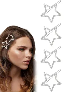 Diamond-encrusted star-shaped metal buckle hair clip, suitable for ladies' elegant and sweet style with short bangs, suitable for various occasions and daily wear, Hair Clip Set