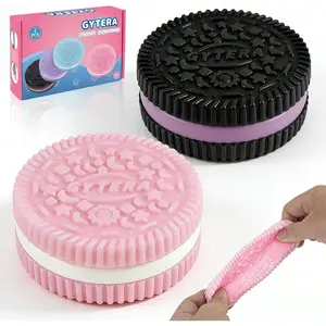 Gytera Sticky Cookie Squishies Fidget Toys Adults, Squeeze Toys Sensory Toys with Autism, Stress Balls for Adults Fidgets Birthday Gifts Party Favors (2 Pack Pink Black)ZODS