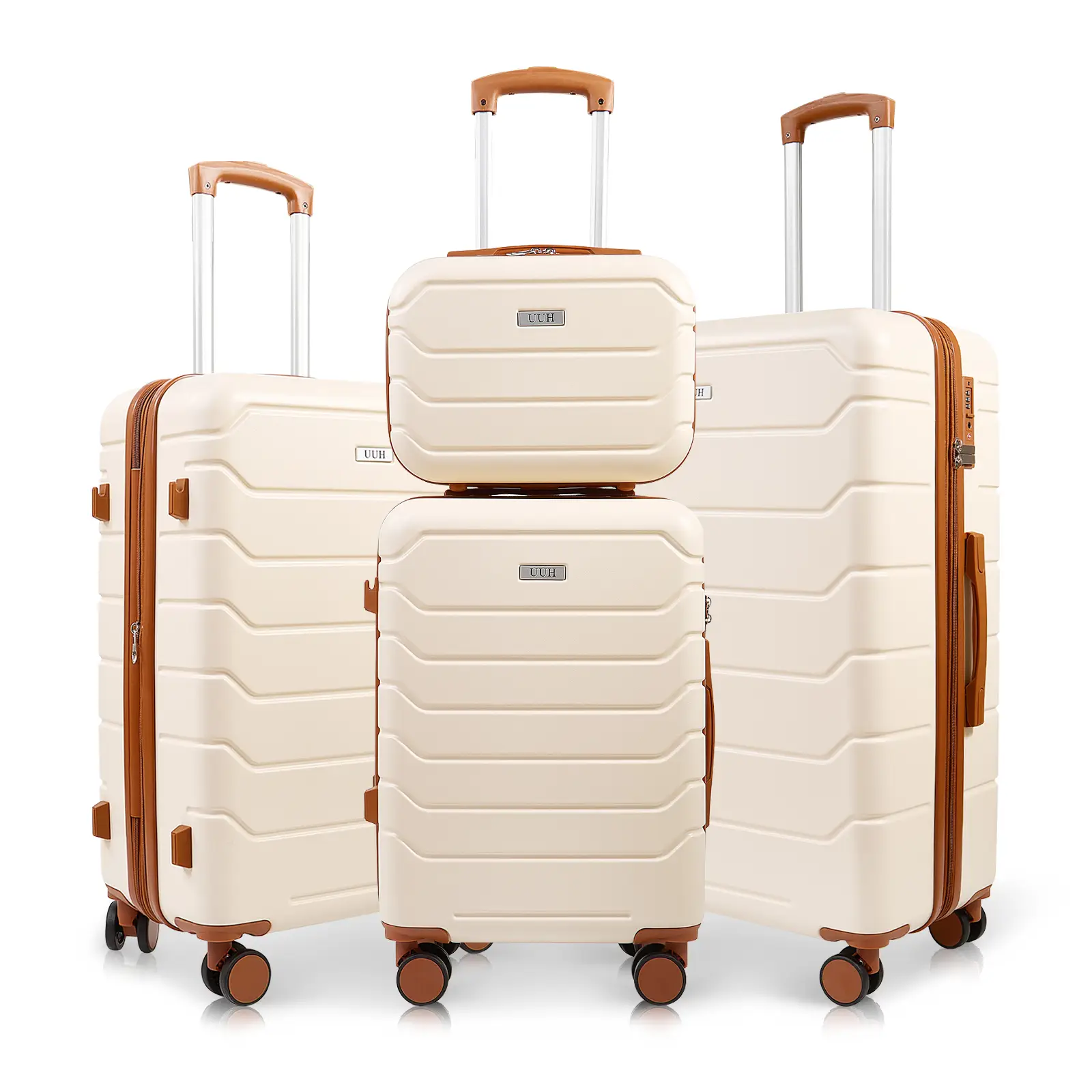 UUH Luggage Set with Spinner Wheels TSA-Approved Lock High Quality Durable ABS Construction Various Sizes & Colors Textured Finish Lightweight Travel