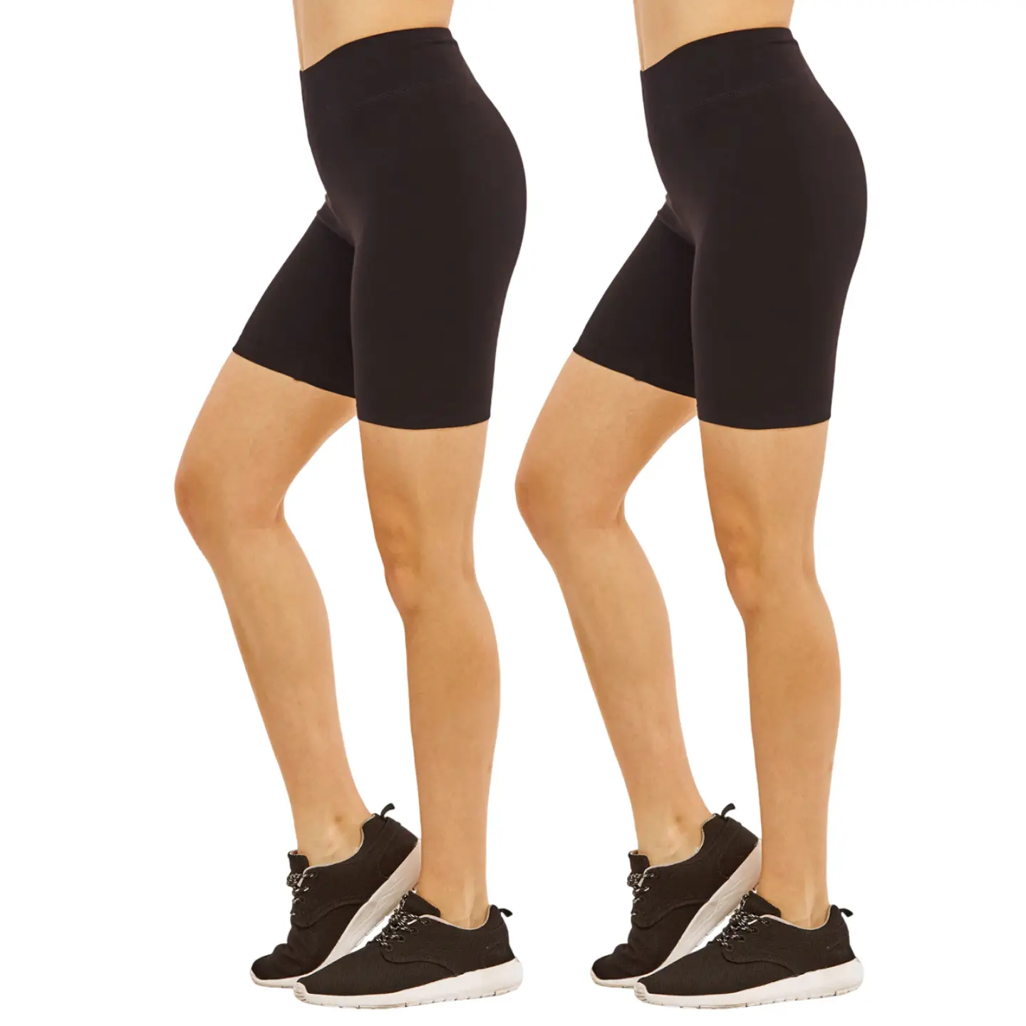 2 Pack Women's Cotton Mid Thigh Biker Shorts Legging High Wide Waistband S-3XL High Waisted 15" Leggings Short Workout Cycling Tummy Control Womenswear