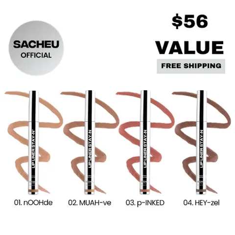 sacheu Lip Icons Trio & Quads - Save up to 25% on Iconic Peel-Off Lip Liner STAY-N with Hyaluronic Acid & Vitamin E Long-Wear Lipliner